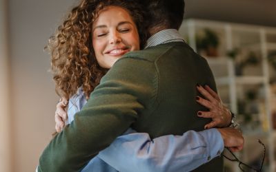 A couple embracing during their the Woodlands IVF journey