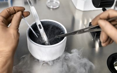 A petri dish in an IVF lab